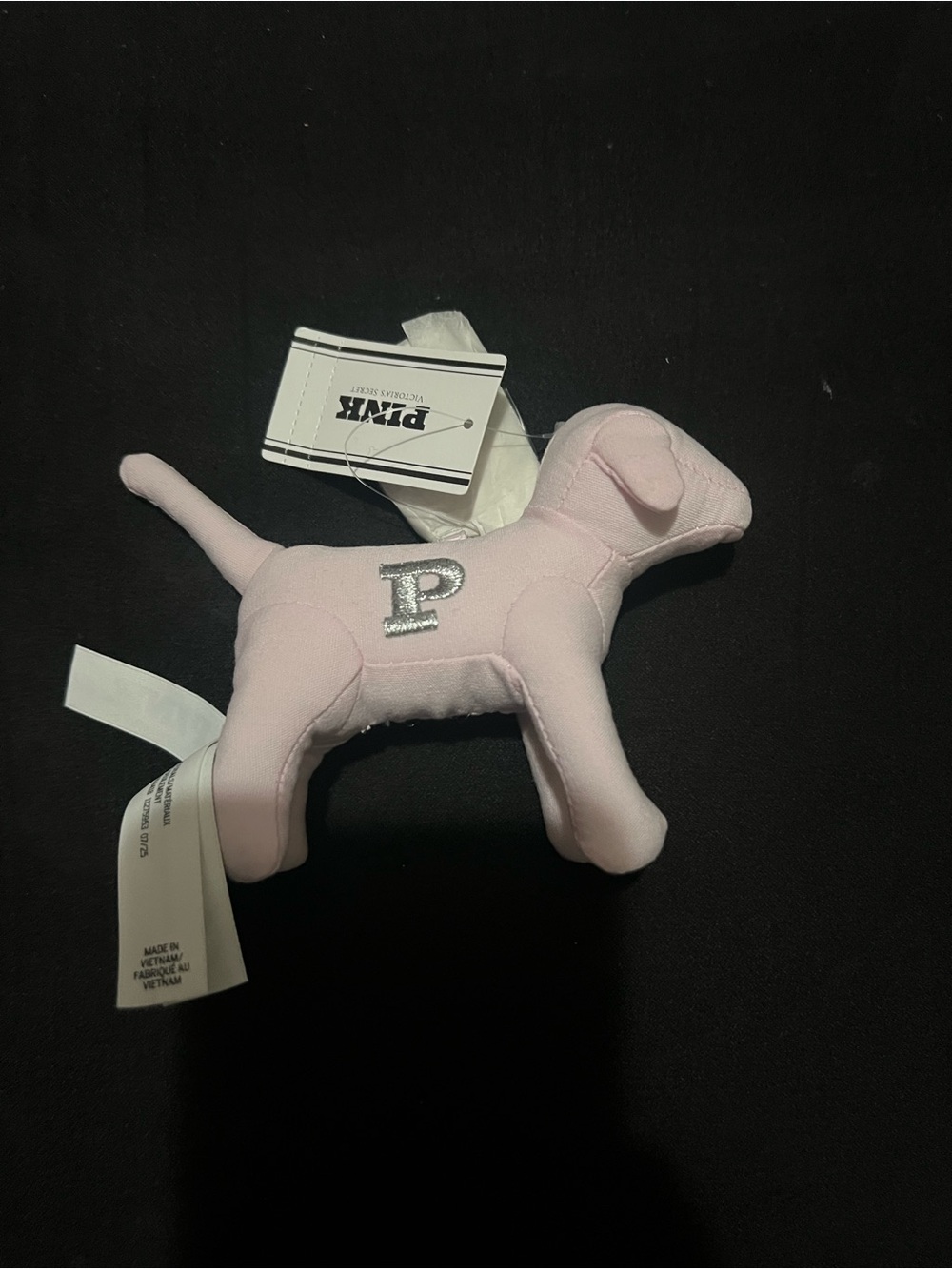 PINK Victoria's Secret Light Pink Plush Dog with Silver 'P' Patch
